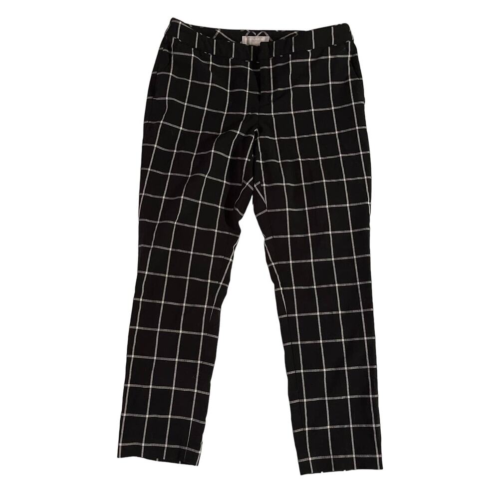 Banana Republic Martin Fit Size 6 Womens Pants Plaid Black White EUC